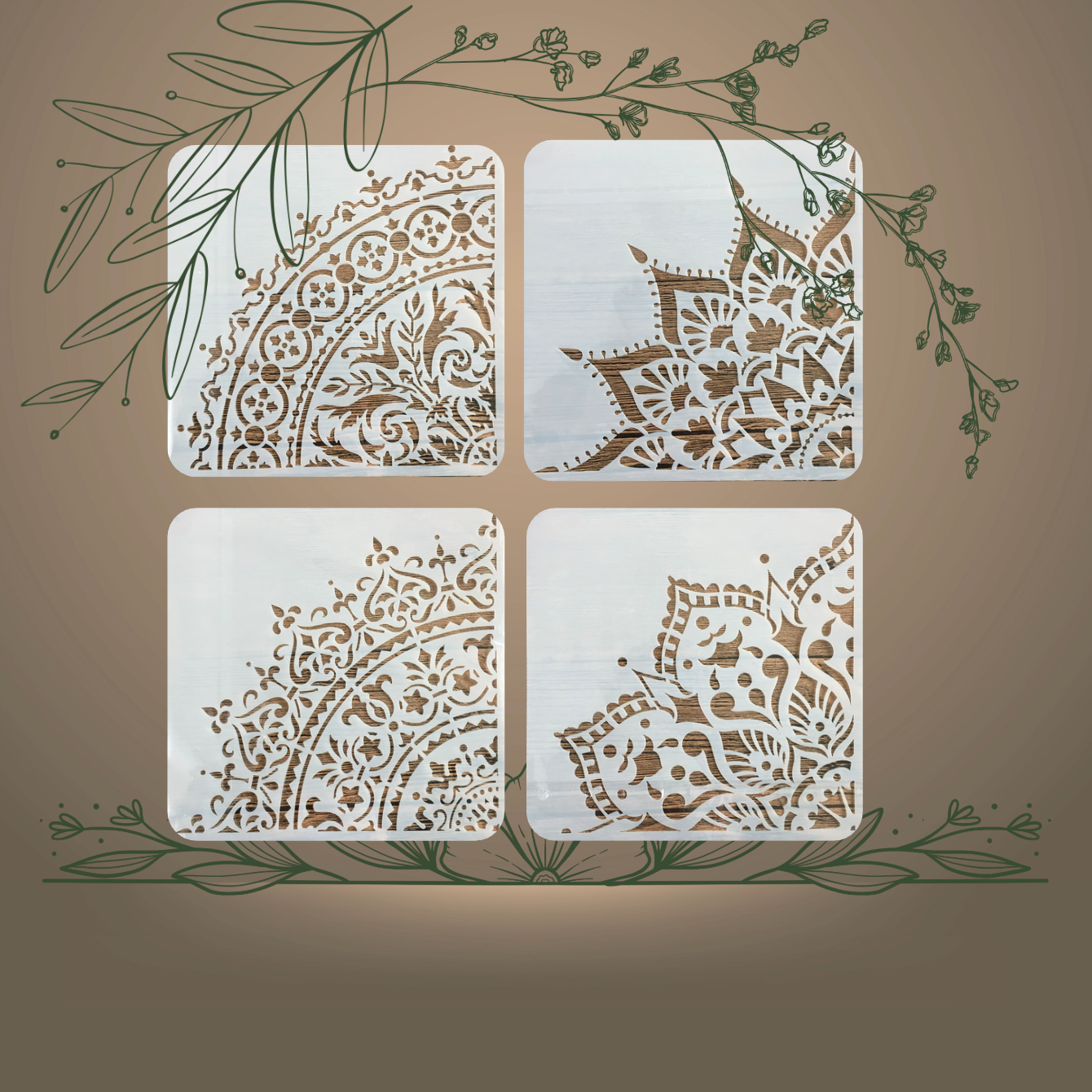 4pcs Pochoirs Royale 20x20cm