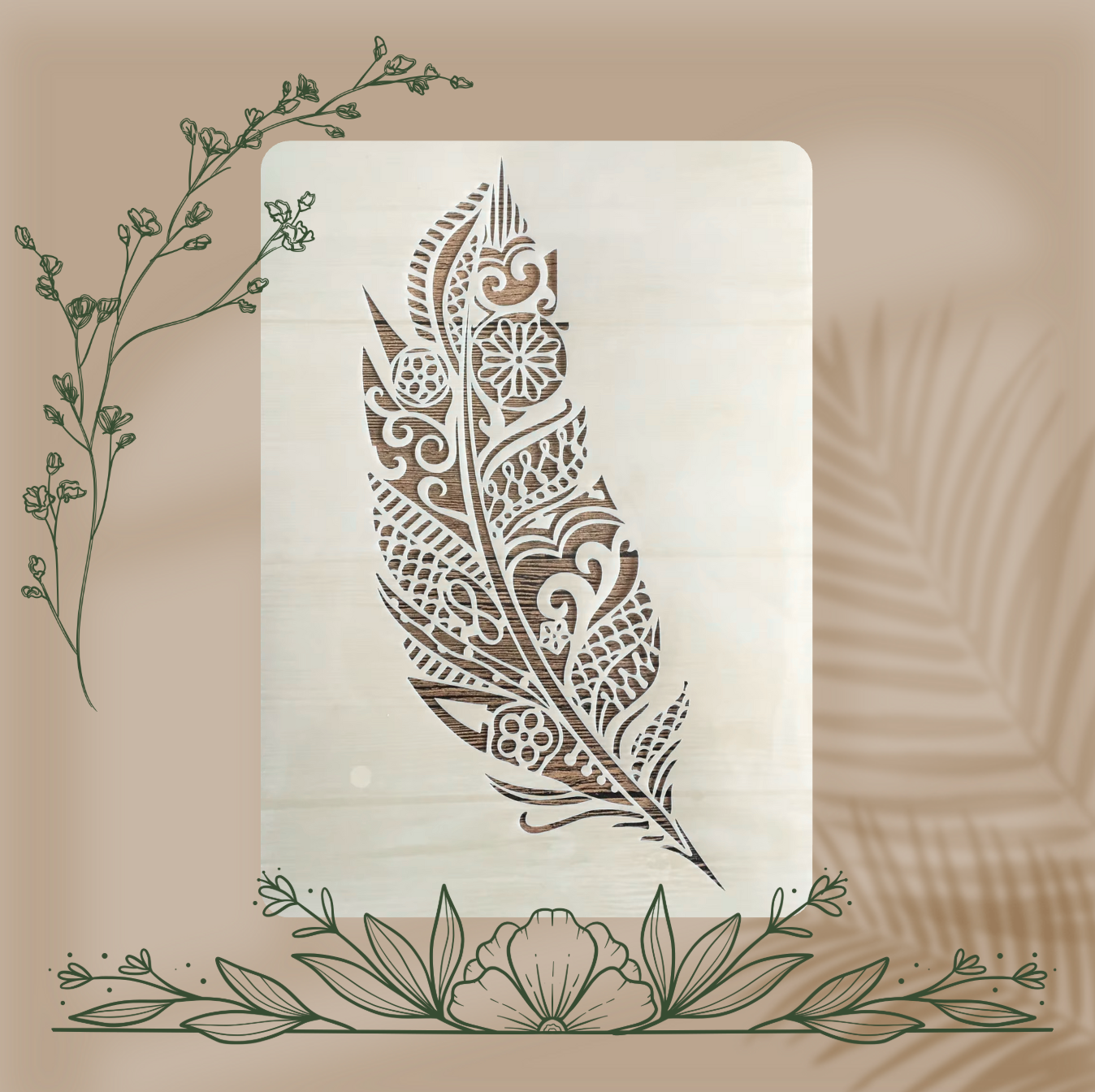 4pcs Pochoirs Plumes 21x29cm