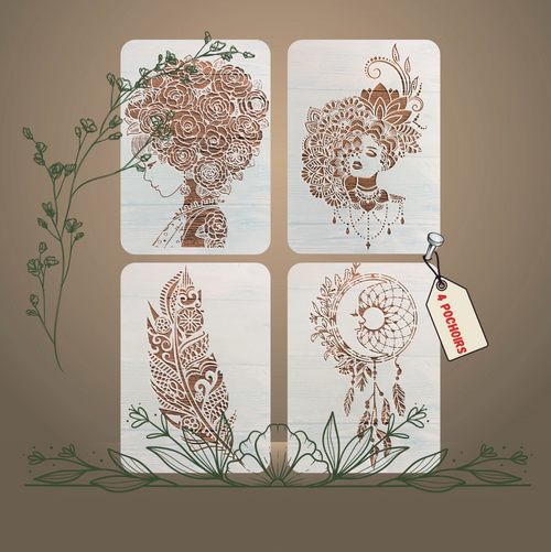 4pcs Pochoirs bella 21x29cm