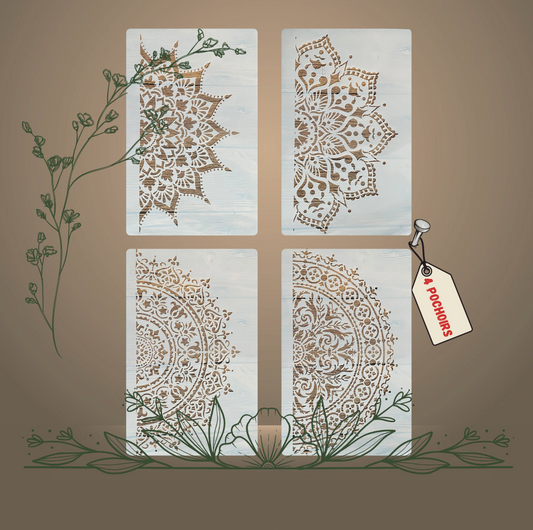 4pcs Pochoirs Soleil 21x29cm