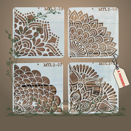 4pcs Pochoirs Eventy 15x15cm