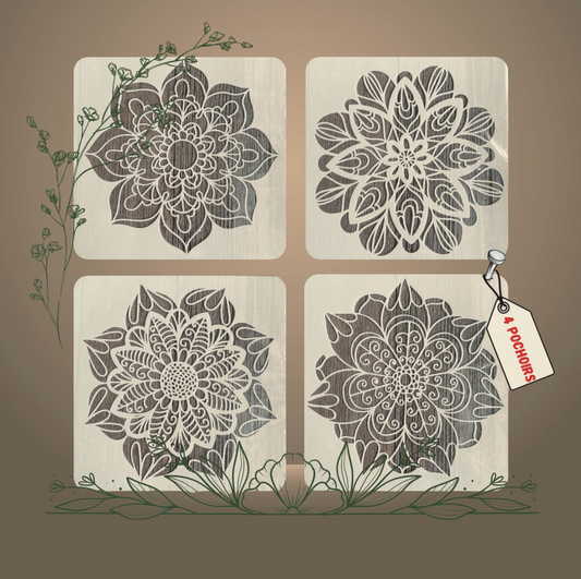 4pcs Pochoirs Eclosion 20x20cm