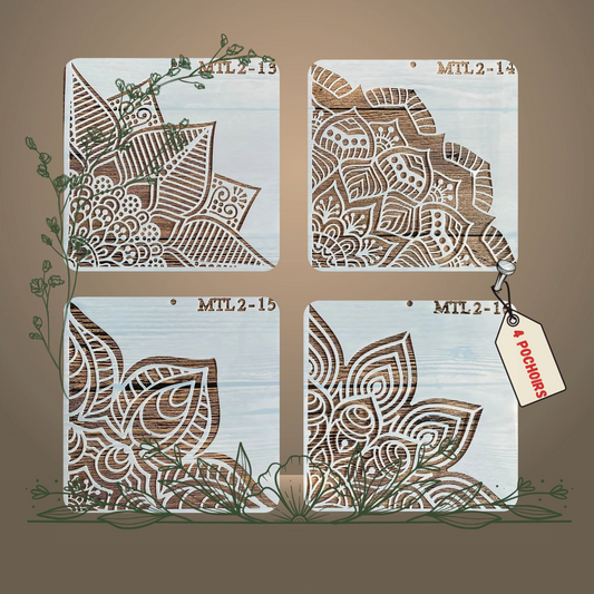 4pcs Pochoirs Evento 15x15cm