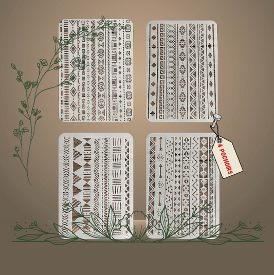 4pcs Pochoirs Macra 21x29cm