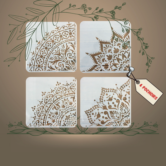 4pcs Pochoirs Royale 20x20cm