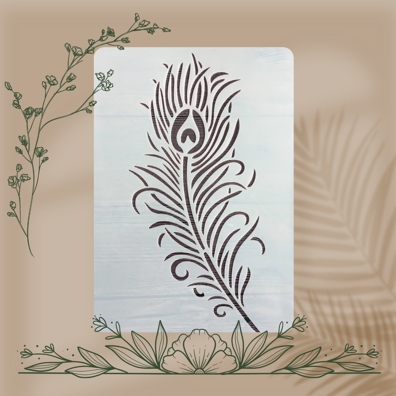 4pcs Pochoirs Plumes 21x29cm